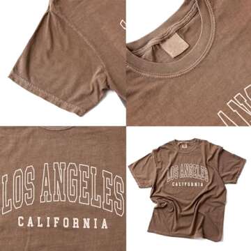 Shirt Stop Womens Los Angeles Shirt - Womens Tshirts Cotton Loose Fit - Vintage Graphic Tees Made in USA - Graphic Crewneck