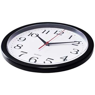 Bernhard Products Black Wall Clocks, 2 Pack Silent Non Ticking 10 Inch Quality Quartz Battery Operated Round Easy to Read Home/Office/School Clock