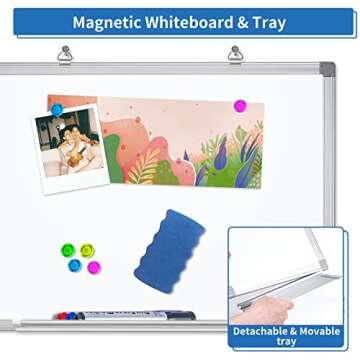 White Board Dry Erase, 24 x 18 inch Magnetic Dry Erase Board Whiteboard for Wall, Aluminum Frame Hanging Whiteboard Marker Board Writing Board for Home Classroom Office