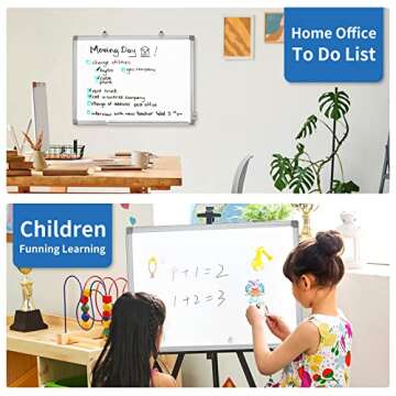 White Board Dry Erase, 24 x 18 inch Magnetic Dry Erase Board Whiteboard for Wall, Aluminum Frame Hanging Whiteboard Marker Board Writing Board for Home Classroom Office