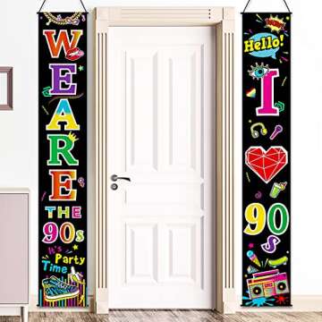 Blulu 90's Party Scene Setters Wall Decorating Kit 90s Porch Sign Party Door Sign for 1990s Theme Party Hip Pop Rock Birthday Decoration (90s We Are 90s)