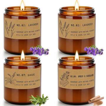 Aromatherapy Candles for Home Scented, Candle Gift Set for Stress Relief | Meditation | Yoga | SPA | Relaxing, Amber Jar Candles for Women, Birthday, Valentine, Anniversary, 7.1 oz - Pack of 4