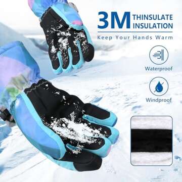 Ski Gloves, Warmest Waterproof and Breathable Snow Gloves for Cold Weather, Fits Both Men & Women,for Parent Child Outdoor