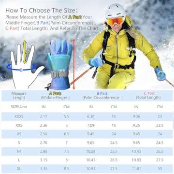 Ski Gloves, Warmest Waterproof and Breathable Snow Gloves for Cold Weather, Fits Both Men & Women,for Parent Child Outdoor