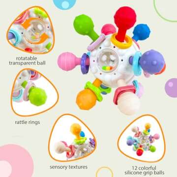 Baby Montessori Toys for 0-6 6-12 Months, Teething Toys for Babies, Infant Toys Gifts for Boys Girls 0-3 6 9 12 Months 1 One Year Old, Newborn Essentials Must Haves