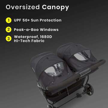 Jeep Destination Ultralight Side x Side Double Stroller, Midnight