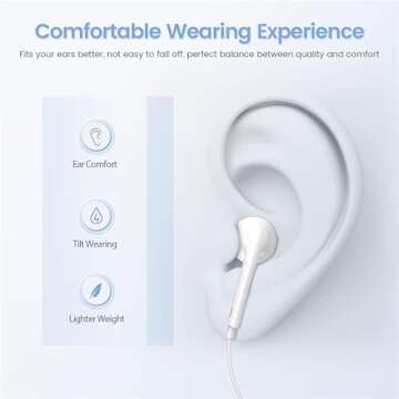 2 Packs Wired Headphones for iPhone Earbuds Built-in Microphone & Volume Control Nosie Reduction Headsets Compatible with iPhone 14/13/12/11/XR/XS/X/8/7/SE/Pro/Pro Max/Support All iOS System