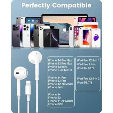 2 Packs Wired Headphones for iPhone Earbuds Built-in Microphone & Volume Control Nosie Reduction Headsets Compatible with iPhone 14/13/12/11/XR/XS/X/8/7/SE/Pro/Pro Max/Support All iOS System