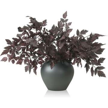 6 Pack Artificial Cimicifuga Plant Leaf Spray Faux Plum Cimicifuga Ramosa Leaf Branch Faux Fall Spray Faux Silk Plants for Home Vase Wedding Garden Farmhouse Table Mantel Decor (18 Inches)