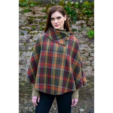 Mucros Weavers Irish Tweed Poncho for Women Made in Ireland 100% Irish Wool - One Size