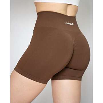 AUROLA Intensify Workout Shorts for Women Seamless Scrunch Short Gym Yoga Running Sport Active Exercise Fitness Shorts(S,Carob Brown)