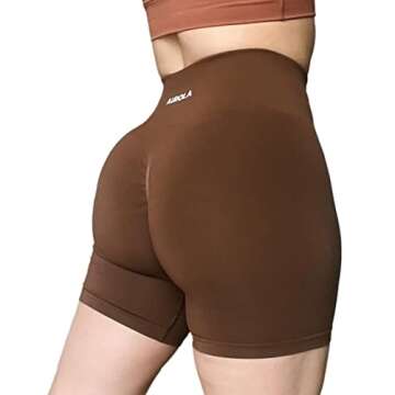 AUROLA Intensify Workout Shorts for Women Seamless Scrunch Short Gym Yoga Running Sport Active Exercise Fitness Shorts(S,Carob Brown)