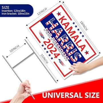 Kamala Harris Yard Sign,18x12In Harris Waltz 2024 Double-Sided Kamala Harris For President Yard Signs With H-Stakes Political Voted For Democratic Sign For Outdoor Garden Lawn Parade Rally Decoration