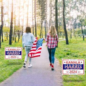 Kamala Harris Yard Sign,18x12In Harris Waltz 2024 Double-Sided Kamala Harris For President Yard Signs With H-Stakes Political Voted For Democratic Sign For Outdoor Garden Lawn Parade Rally Decoration