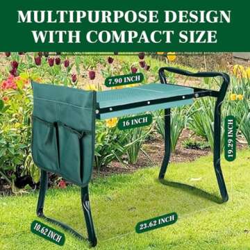 Garden Kneeler and Seat, Foldable Garden Stool Heavy Duty Gardening Bench for Kneeling and Sitting to Prevent Knee & Back Pain, Gardening Gifts for Women, Grandparents, Seniors, Mom & Dad