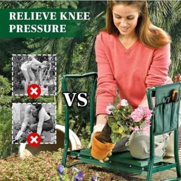 Garden Kneeler and Seat, Foldable Garden Stool Heavy Duty Gardening Bench for Kneeling and Sitting to Prevent Knee & Back Pain, Gardening Gifts for Women, Grandparents, Seniors, Mom & Dad