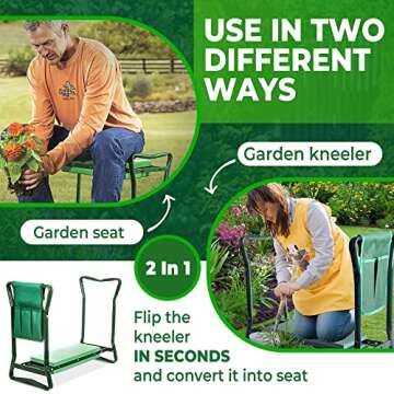 Garden Kneeler and Seat, Foldable Garden Stool Heavy Duty Gardening Bench for Kneeling and Sitting to Prevent Knee & Back Pain, Gardening Gifts for Women, Grandparents, Seniors, Mom & Dad