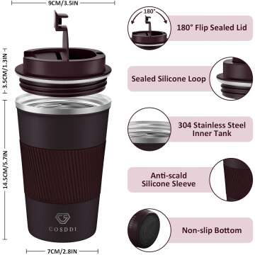 Insulated Tumbler - Spill Proof Coffee Mug 12 oz