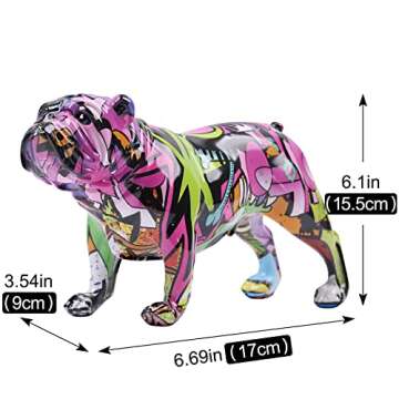 Colourful Graffiti Bulldog Sculptures, Graffiti Art Standing English Bulldog French Bulldog Statue Ornament ,Colorful Dog Decor Fashion Resin Craft Ornament Dog Lover Gift(Purple)