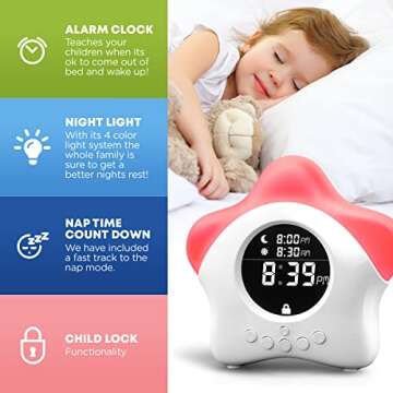 Stay-in-Bed Clock for Kids - Toddler Sleep Training Clock, Night Light & Alarm Clock