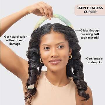 Kitsch Satin Heatless Curling Set - Overnight Hair Rollers for Soft Curls, Curling Rod Headband, Hair Curlers - Aura