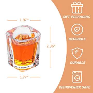 Valeways 2oz Heavy Base Shot Glasses, Sets of 6/Heart Shaped Clear Tequila Shots/Square Shot /Espresso Shot Glass/Bulk Shot Glasses