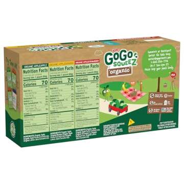 GoGo squeeZ Organic Fruit on the Go Variety Pack, Apple/Banana/Strawberry, 3.2 oz. (12 Pouches) - Made from Organic Apples, Bananas & Strawberries - Gluten Free Snacks - Nut & Dairy Free - Vegan Snack