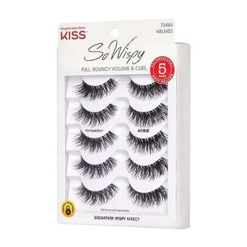 KISS Blowout, False Eyelashes, 'Pompadour', 16 mm, Includes 5 Pairs Of Lashes, Contact Lens Friendly, Easy to Apply, Reusable Strip Lashes, Glue On Lashes