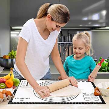 Silicone Baking Mat,26" x 16" Non-slip Dough Rolling Pastry Mat Non Stick Baking Sheet Mat with Measurement Cookies,Macarons,Bread