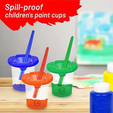 Kids Painting Set, Washable Paint for Kids with Paint Cups and Toddler Paintbrushes, Non Toxic Washable Finger Paints 2 oz Each, Toddler Painting Supplies