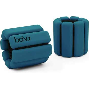 Bala Bangles | Fully Adjustable Wearable Wrist & Ankle Weights | Yoga, Dance, Running, Barre, Pilates, Cardio, Aerobics, Walking | 1 Pound Each, 2 Per Set