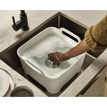 Joseph Joseph Wash&Drain Dish Tub Wash Basin - Light Stone/Sage