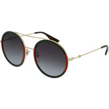 Gucci Green Gradient Round Sunglasses GG0061S-003 56