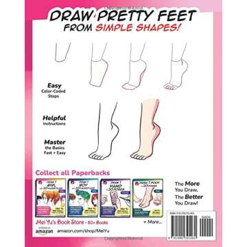 Draw 1 Foot in 20 Poses - Female: Learn how to draw for anime manga characters and girls step by step for beginners, kids, teens, artists (Draw 1 in 20)