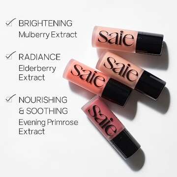 Saie Dew Blush - Lightweight Liquid Blush with a Blendable + Buildable Cream Finish - Dewy Cheek Tint with Doe Foot Wand Makeup Applicator - Travel Size Holiday Gifts - Rosy (.40 oz)