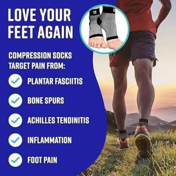 Bitly Plantar Fasciitis Compression Socks for Women & Men - Best Ankle Compression Sleeve, Nano Brace for Everyday Use - Provides Arch Support & Heel Pain Relief (Black, Medium)