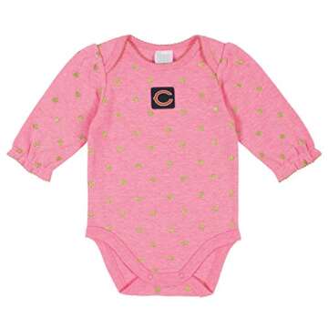 GERBER NFL Chicago Bears 2 Pack Long Sleeve Bodysuit, Pink/White Chicago Bears, 0-3 Months