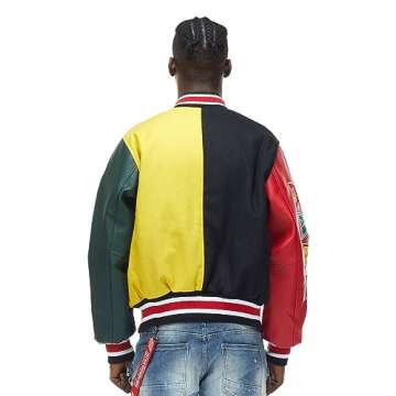 Smoke Rise Unisex All Star Varsity Jacket Hipster Urban NYC Utility Outerwear, Fur Jacket and Wool Melton Jacket (Black, XL, x_l)