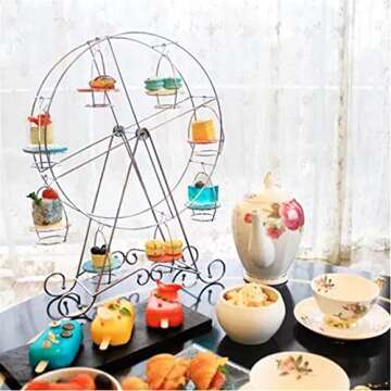 Ferris Wheel Cupcake Stand Dessert Serving Tray, Ferris Wheel Cupcake Stand for Carnival and Circus Theme Party Wedding Party Furnishing Accessories (White)