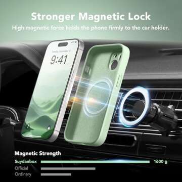 SuydanBox Magnetic for iPhone 15 Case, Compatible with MagSafe, [2 Screen Protector + Full Camera Protection], Silicone Shockproof Anti-Scratch Protective Phone Case for iPhone 15 6.1", Matcha