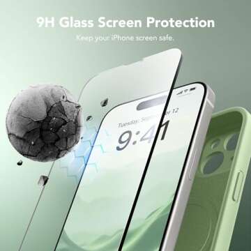 SuydanBox Magnetic for iPhone 15 Case, Compatible with MagSafe, [2 Screen Protector + Full Camera Protection], Silicone Shockproof Anti-Scratch Protective Phone Case for iPhone 15 6.1", Matcha