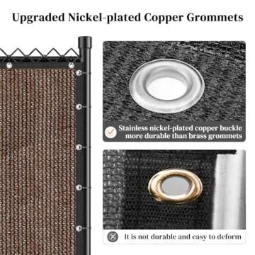 Winpull 4FT x 50FT Privacy Fence Screen Heavy Duty 170GSM Fencing Mesh Shade Net Cover Nickel-Plated Copper Grommets, 95% Blockage Privacy Fence for Outdoor Wall Garden Yard Backyard Pool (Brown)