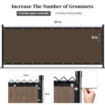 Winpull 4FT x 50FT Privacy Fence Screen Heavy Duty 170GSM Fencing Mesh Shade Net Cover Nickel-Plated Copper Grommets, 95% Blockage Privacy Fence for Outdoor Wall Garden Yard Backyard Pool (Brown)