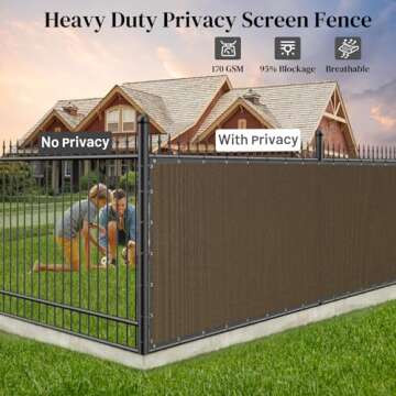 Winpull 4FT x 50FT Privacy Fence Screen Heavy Duty 170GSM Fencing Mesh Shade Net Cover Nickel-Plated Copper Grommets, 95% Blockage Privacy Fence for Outdoor Wall Garden Yard Backyard Pool (Brown)