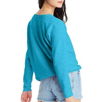 Hanes Women's EcoSmart Crewneck Sweatshirt - Bold Blue Heather, Stylish Comfort in Small