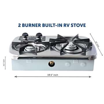 Flame King RV Cooktop - 2-Burner Propane Stove