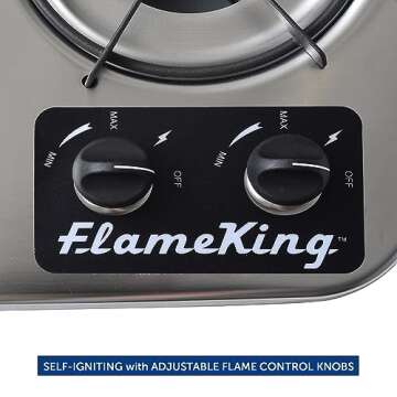 Flame King RV Cooktop - 2-Burner Propane Stove