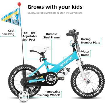 JOYSTAR Little Daisy Kids Bike for Girls Boys Ages 2-7 Years, 12 14 16 Inch Girls Bikes with Doll Bike Seat & Streamers, Boys Bikes with Flag & Number Plate, Multiple Colors