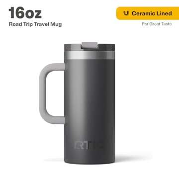 RTIC 16oz Travel Mug - Insulated, Stainless Steel, Portable for Hot & Cold Drinks