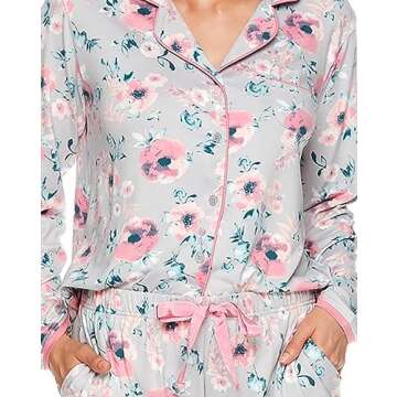 kathy ireland Womens Pajama Set and Lounge Set - PJ Set for Women with Long Sleeve Pajama Top and Pajama Pants with Pockets